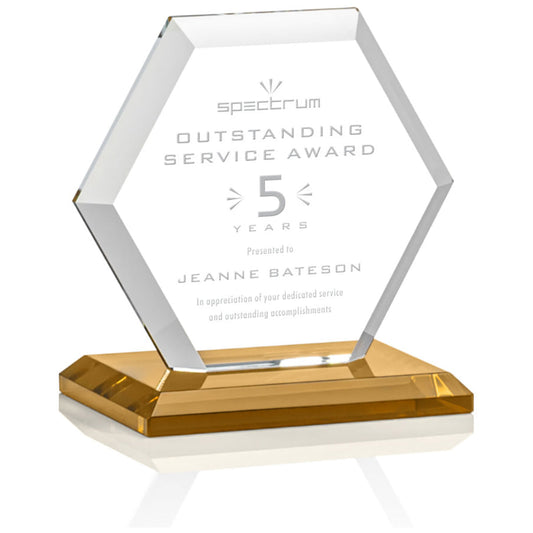 St. Regis Amber Barnett Award 4" x 4.25" x 3" - Laser Engraved