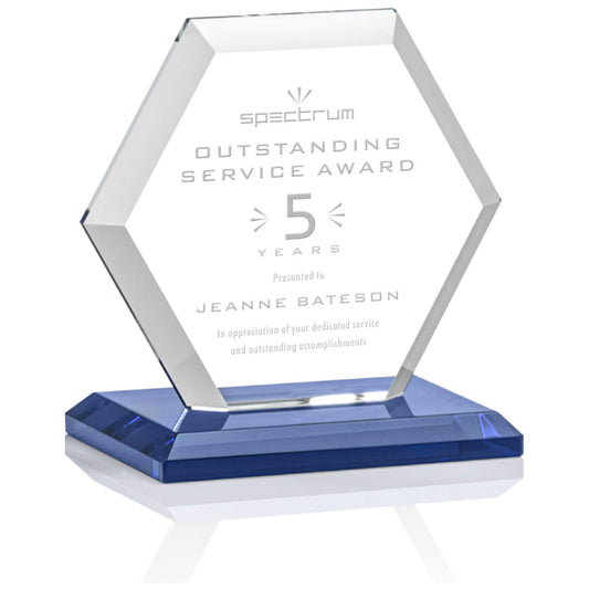 St. Regis Blue Barnett Award 4" x 4.25" x 3" - Laser Engraved