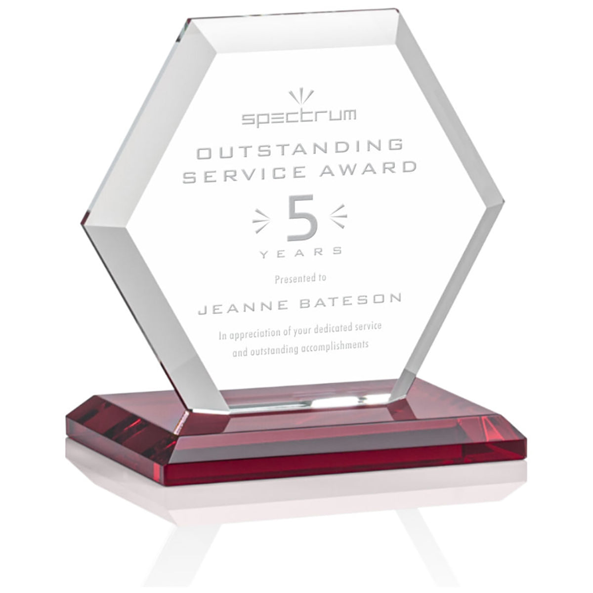 St. Regis Red Barnett Award 4" x 4.25" x 3" - Laser Engraved