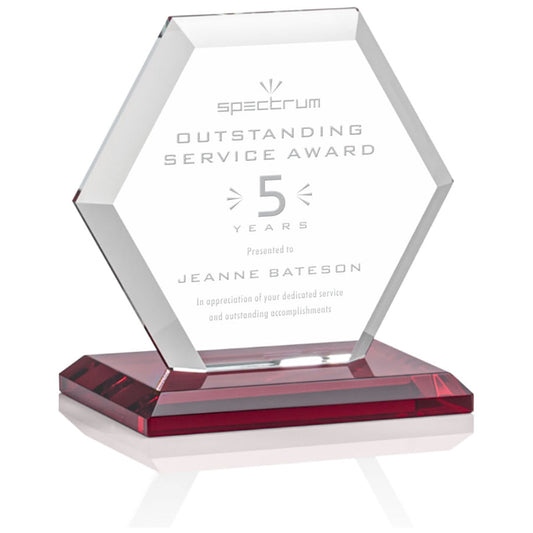 St. Regis Red Barnett Award 4" x 4.25" x 3" - Laser Engraved
