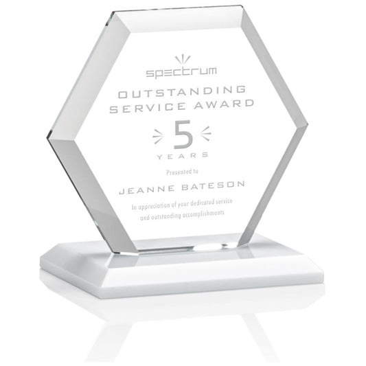 St. Regis White Barnett Award 4" x 4.25" x 3" - Laser Engraved
