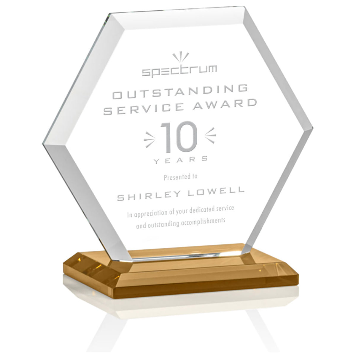 St. Regis Amber Barnett Award 5" x 5.25" x 3" - Laser Engraved