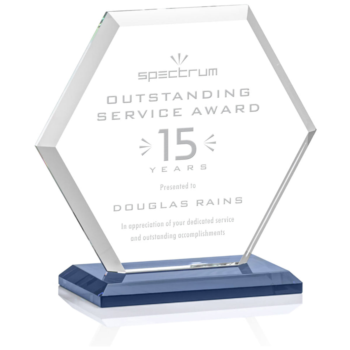 St. Regis Blue Barnett Award 6" x 6.25" x 3" - Laser Engraved