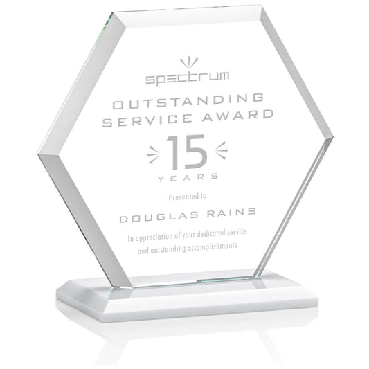 St. Regis White Barnett Award 6" x 6.25" x 3" - Laser Engraved