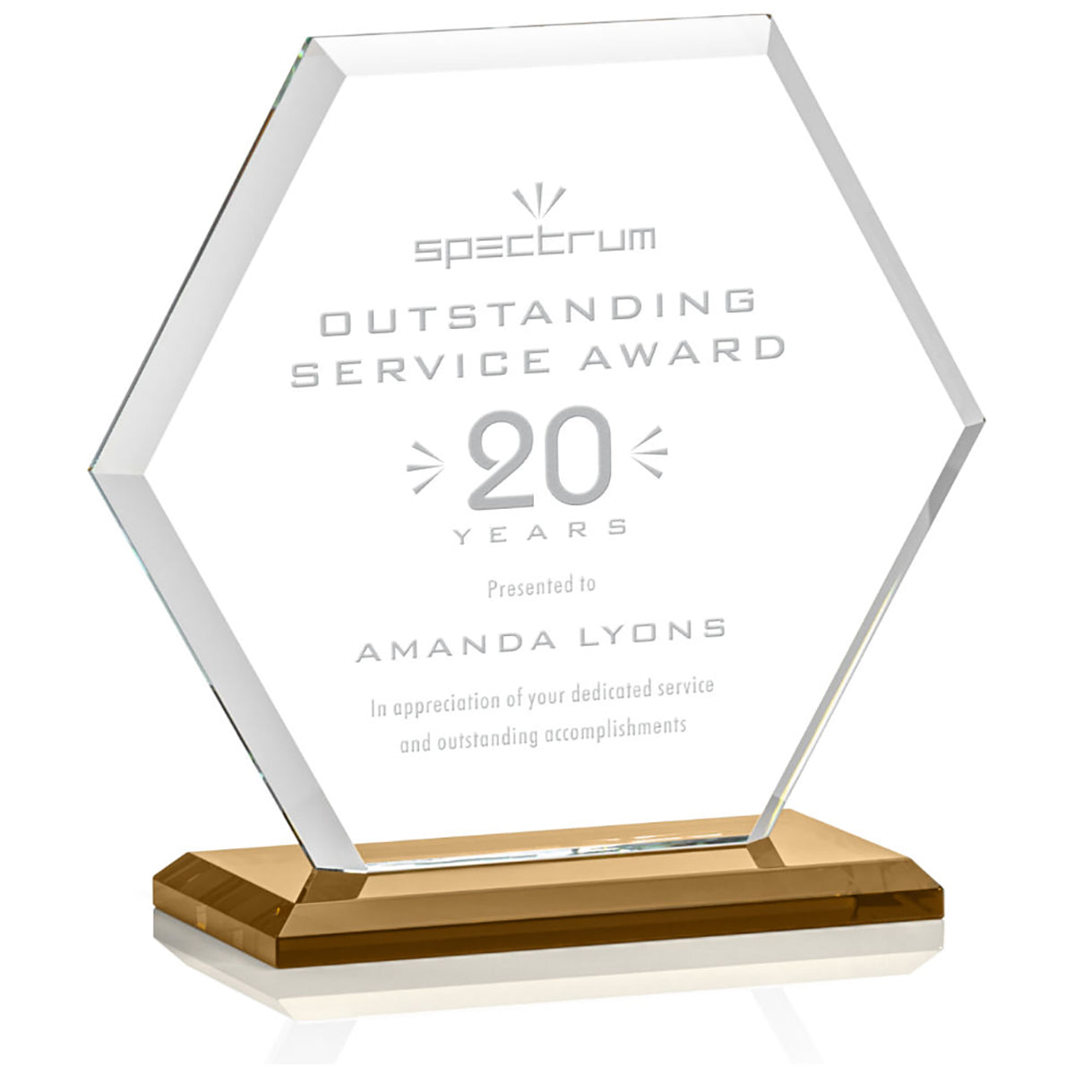 St. Regis Amber Barnett Award 7" x 7.25" x 3" - Laser Engraved