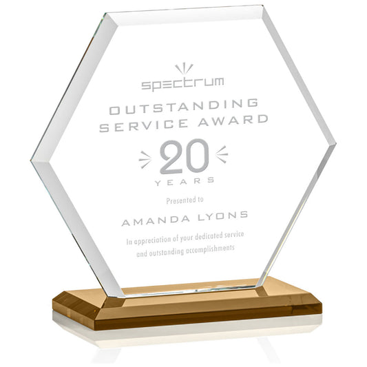 St. Regis Amber Barnett Award 7" x 7.25" x 3" - Laser Engraved