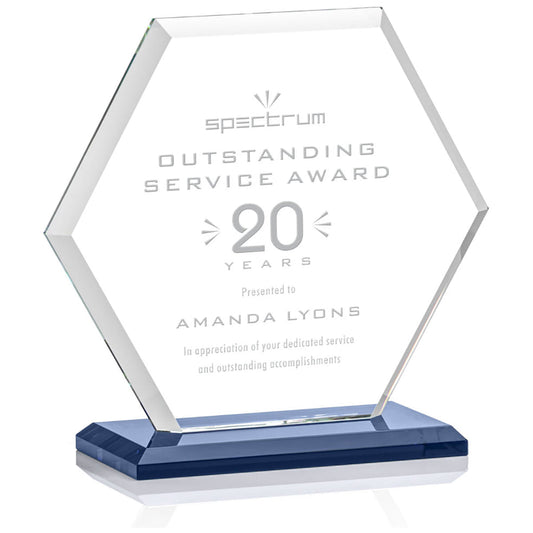 St. Regis Blue Barnett Award 7" x 7.25" x 3" - Laser Engraved