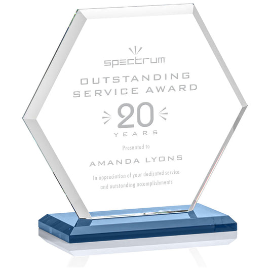 St. Regis Light Blue Barnett Award 7" x 7.25" x 3" - Laser Engraved