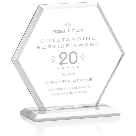 St. Regis White Barnett Award 7" x 7.25" x 3" - Laser Engraved