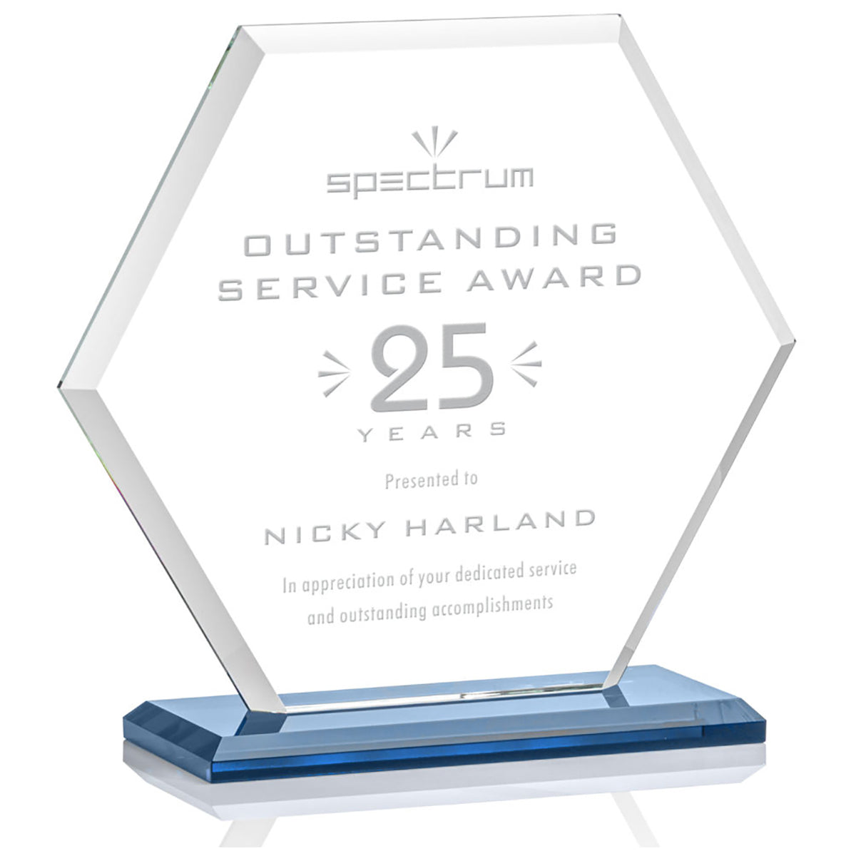 St. Regis Light Blue Barnett Award 8" x 8.25" x 3" - Laser Engraved