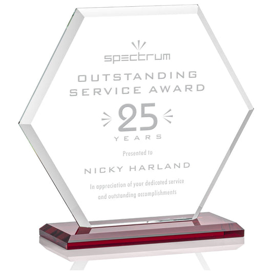 St. Regis Red Barnett Award 8" x 8.25" x 3" - Laser Engraved