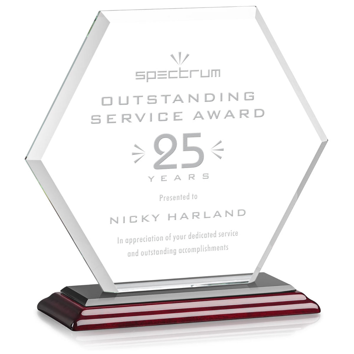 St. Regis Rosewood Barnett Award 8" x 8.25" x 3" - Laser Engraved