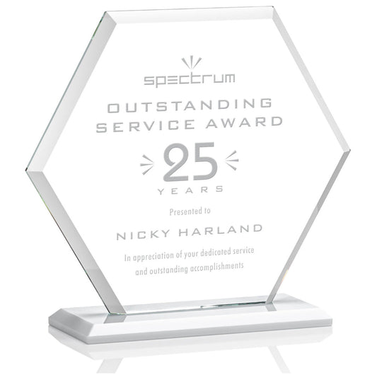 St. Regis White Barnett Award 8" x 8.25" x 3" - Laser Engraved