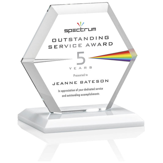 St. Regis White Barnett Award 4" x 4.25" x 3" - Printed