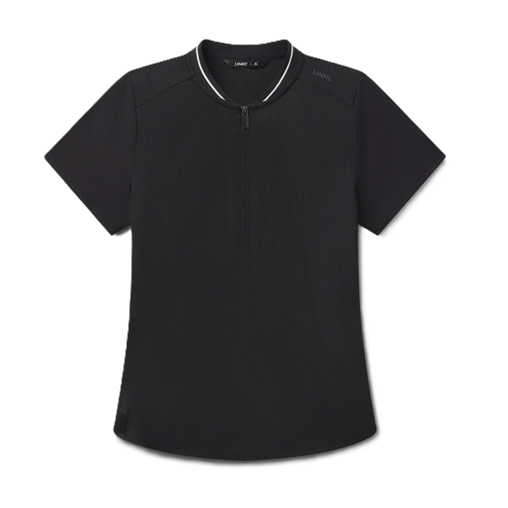 UNRL Women's Black Amelia Short Sleeve Polo