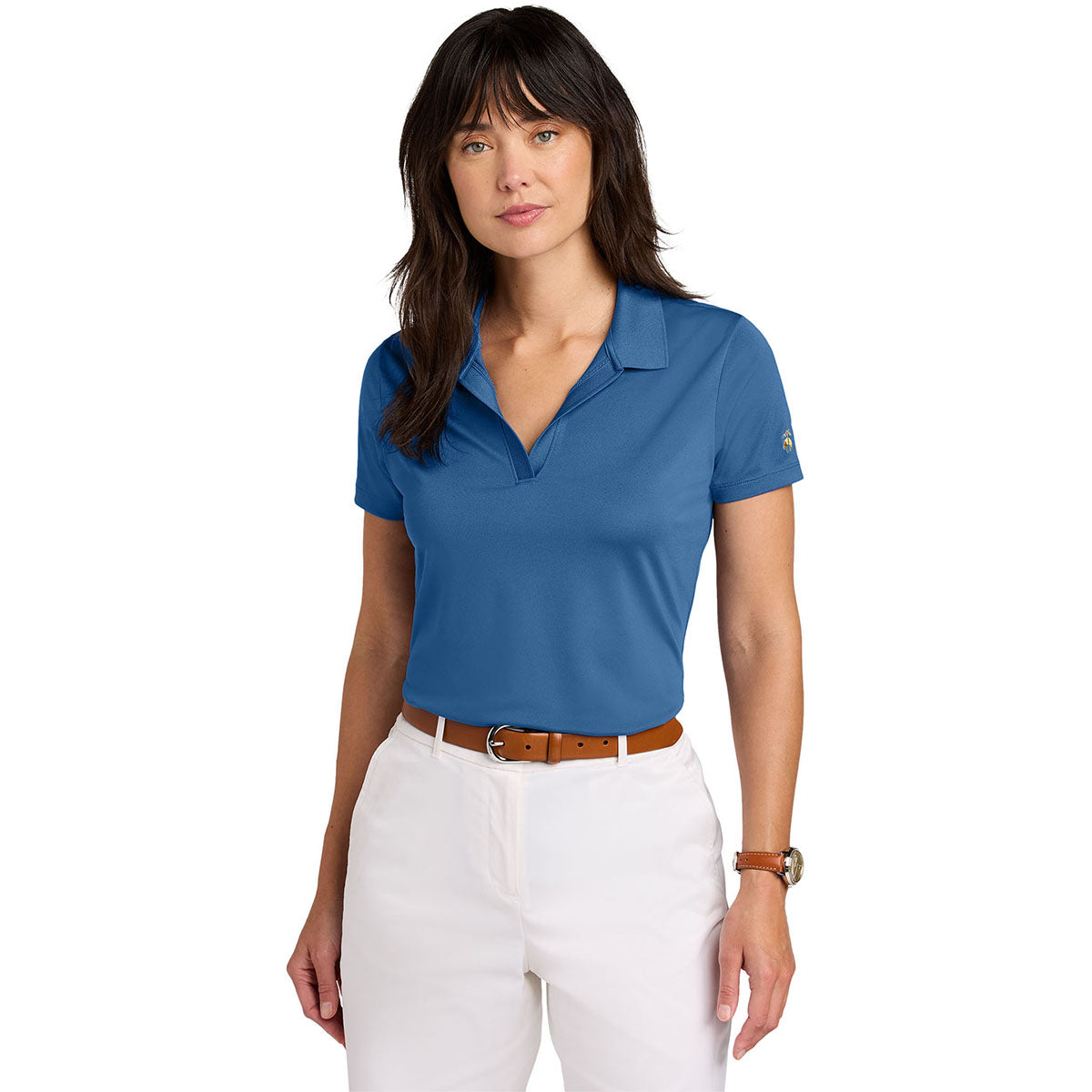 Brooks Brothers Women's Charter Blue Mesh Pique Performance Polo