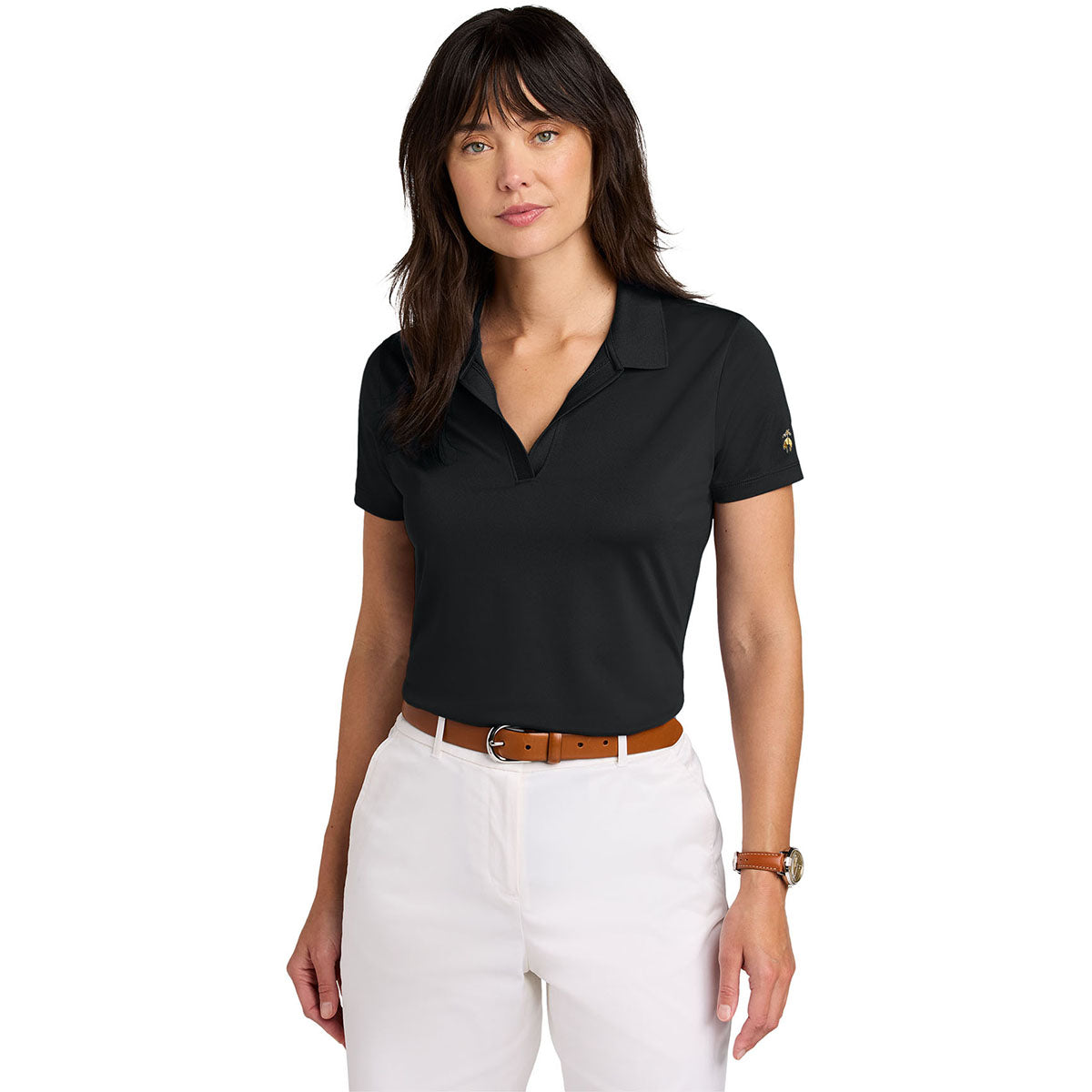 Brooks Brothers Women's Deep Black Mesh Pique Performance Polo
