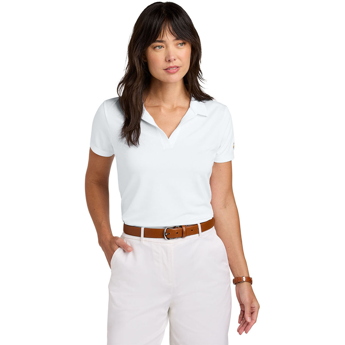 Brooks Brothers Women's White Mesh Pique Performance Polo