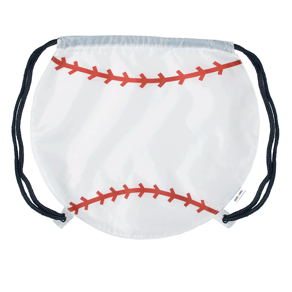 Primeline  White Game Time! Baseball Drawstring Bag