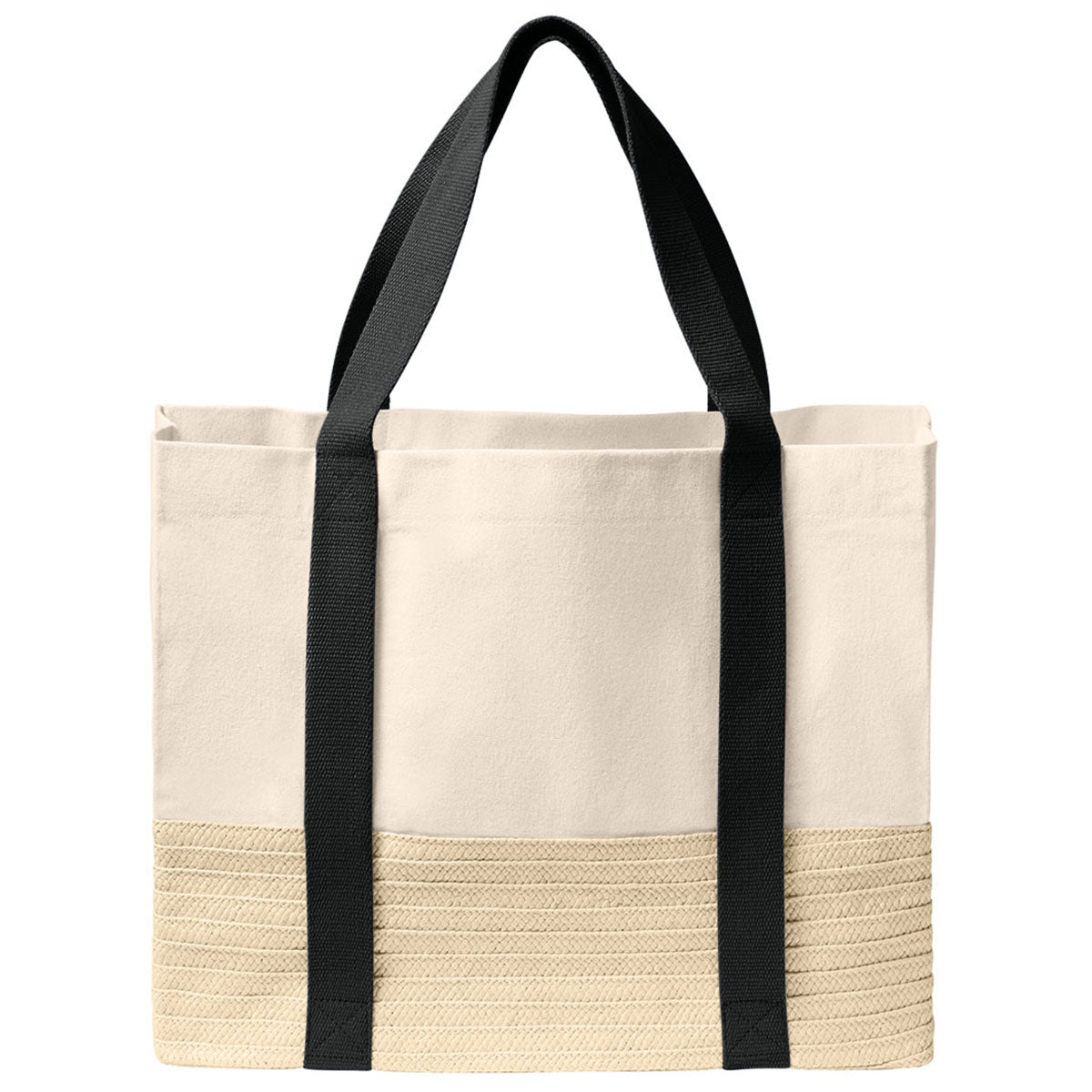 Port Authority Deep Black Straw Market Tote