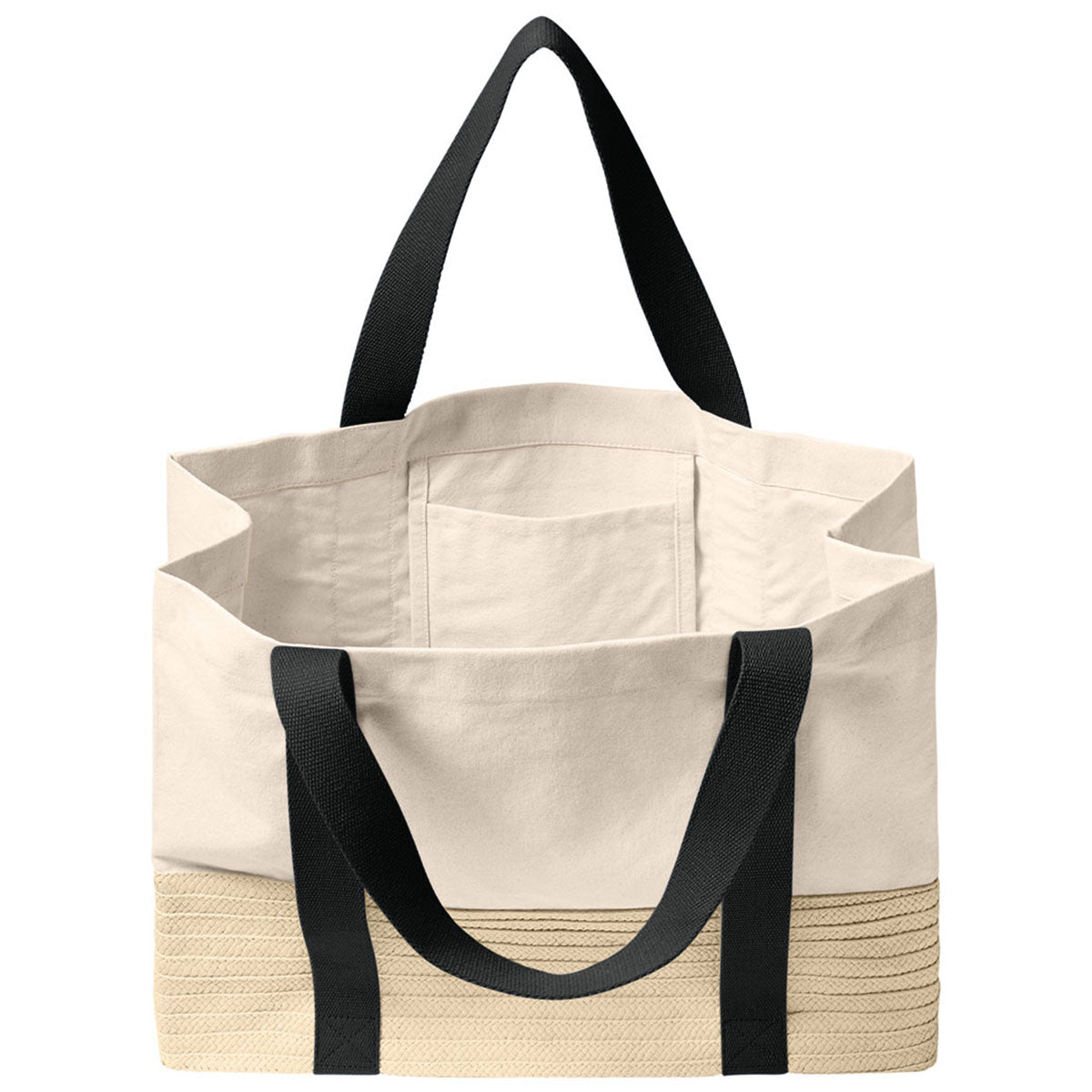 Port Authority Deep Black Straw Market Tote