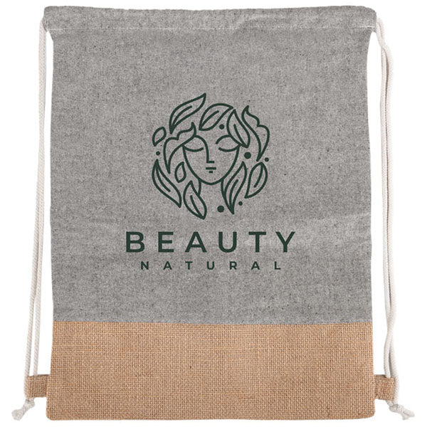 Beacon Heathered Grey-Brown Quetico 8oz Cotton & Jute Drawstring Bag