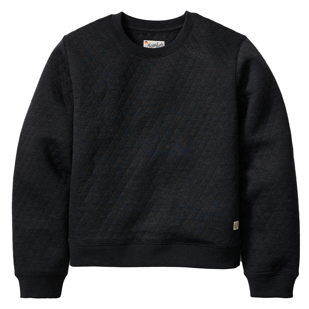 Marine Layer Women's Charcoal Corbet Quilted Crewneck