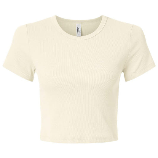 American Apparel Women's Bone Baby Rib Cropped Tee