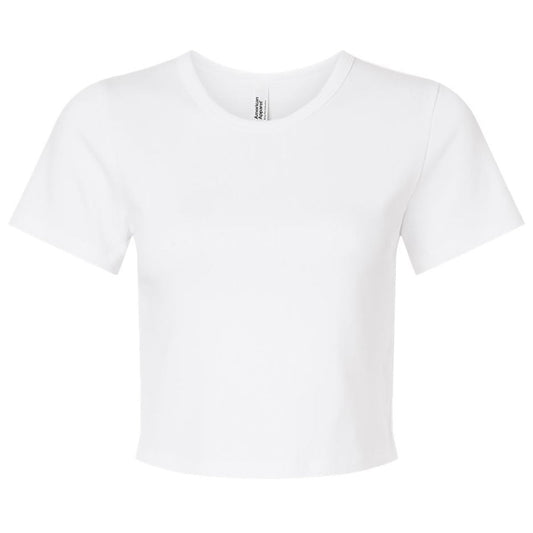 American Apparel Women's White Baby Rib Cropped Tee