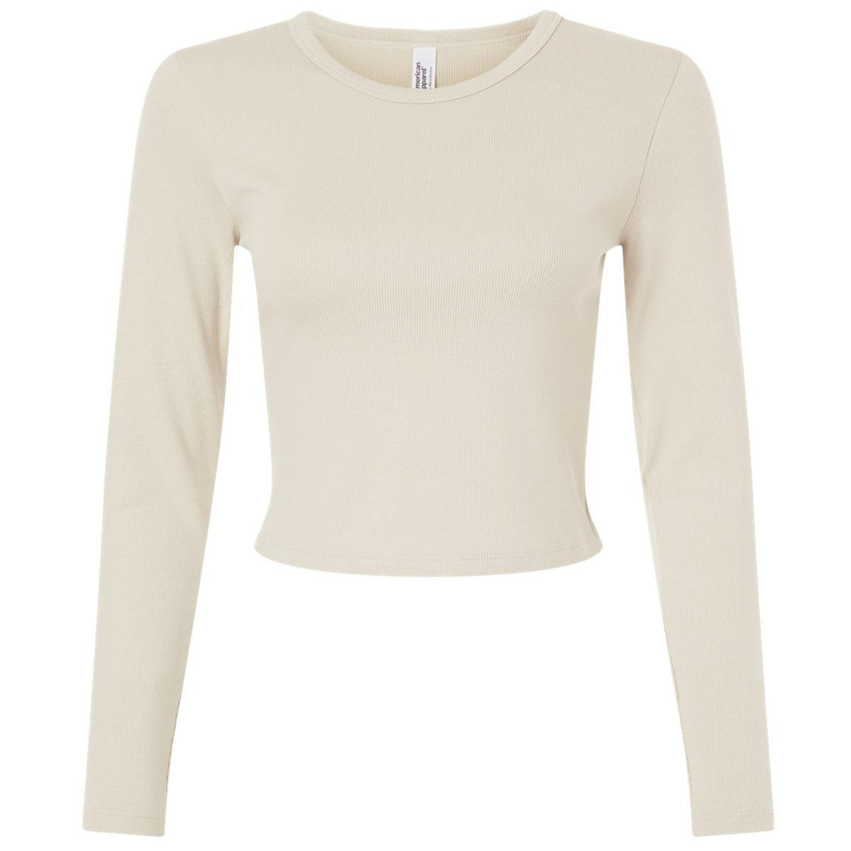 American Apparel Women's Bone Baby Rib Long Sleeve Cropped Tee