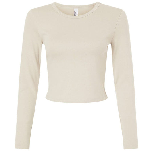 American Apparel Women's Bone Baby Rib Long Sleeve Cropped Tee
