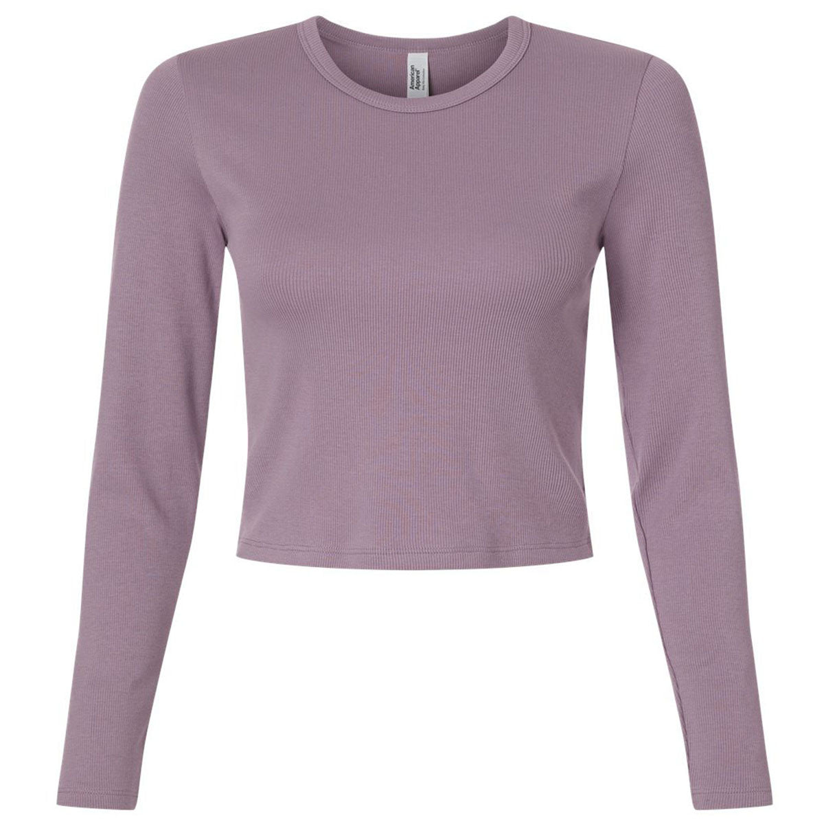 American Apparel Women's Smokey Violet Baby Rib Long Sleeve Cropped Tee