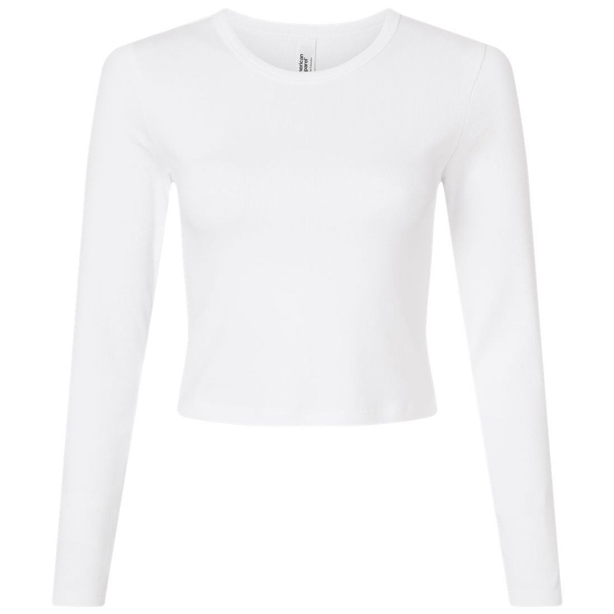 American Apparel Women's White Baby Rib Long Sleeve Cropped Tee