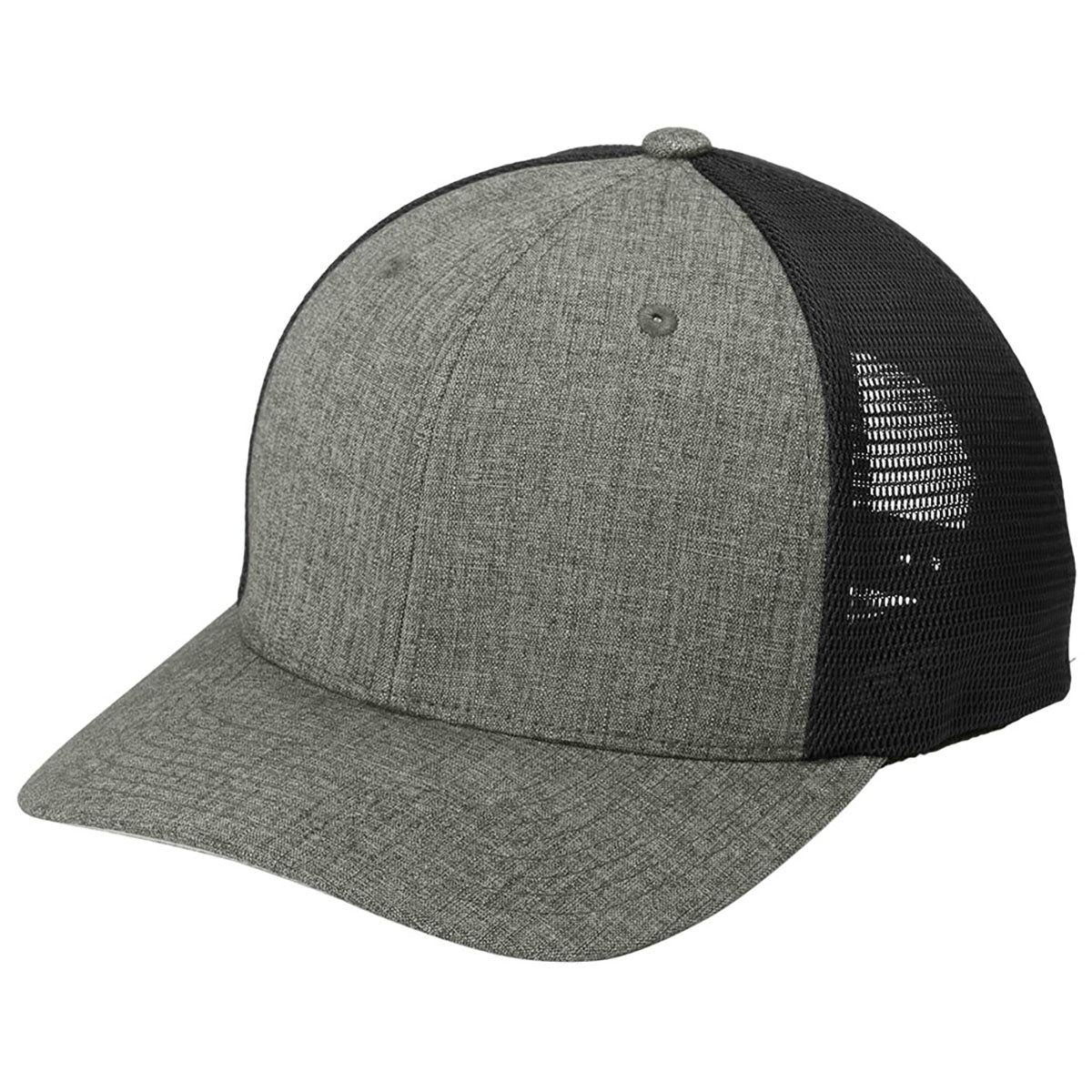Port Authority Heather Graphite/BlackFlexfit 110 Mesh Cap
