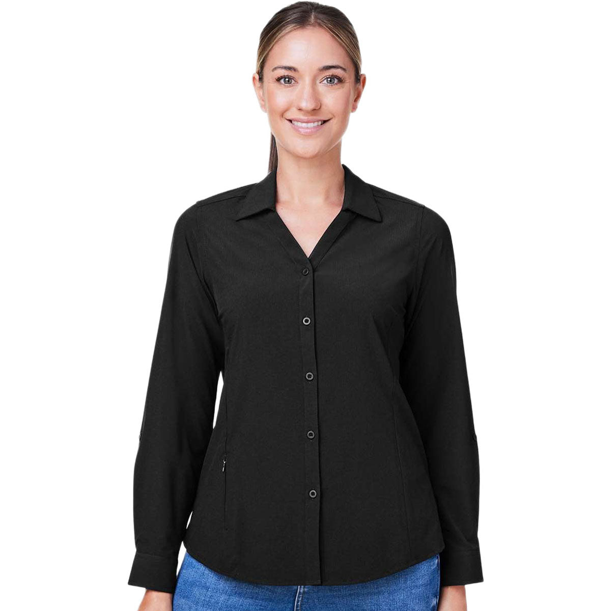Core 365 Women's Black Ultra UVP Long Sleeve Marina Shirt