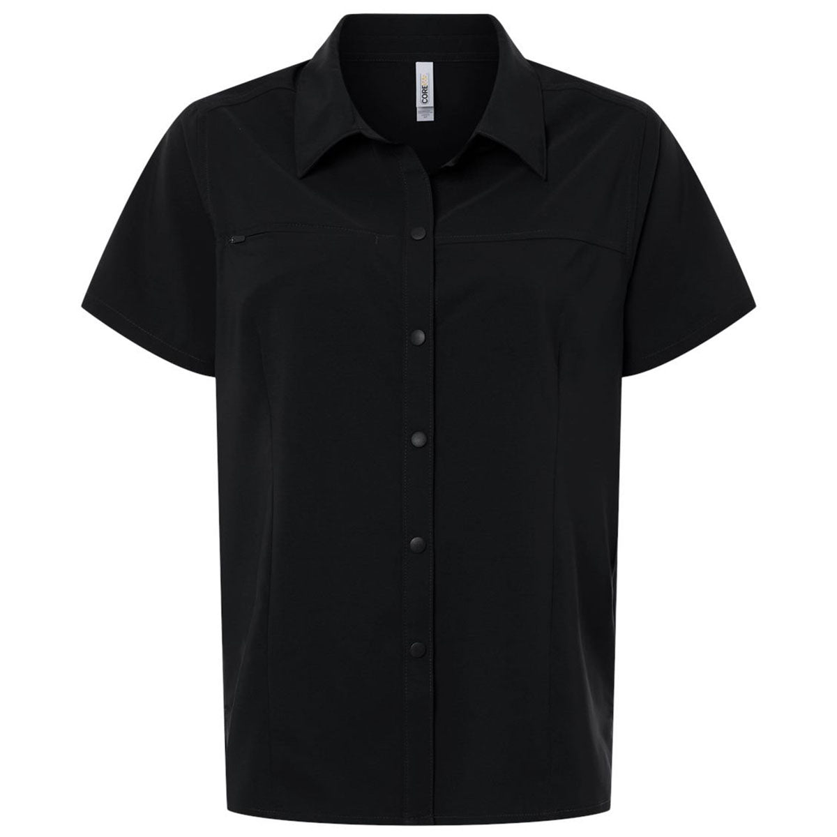 Core 365 Women's Black UltraUVP Shoreline Short Sleeve Staff Shirt