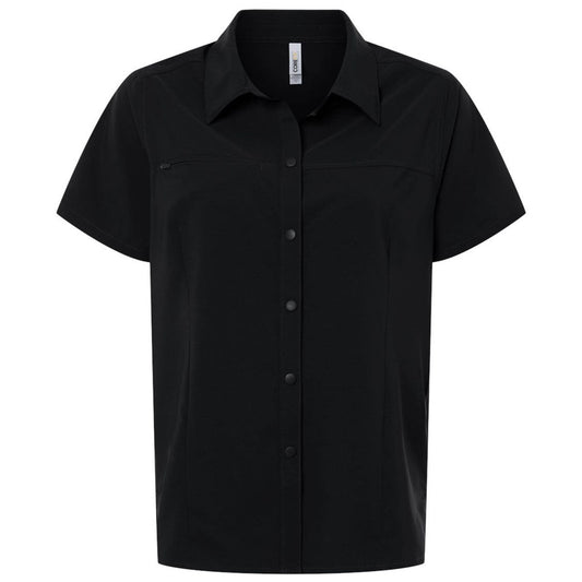 Core 365 Women's Black UltraUVP Shoreline Short Sleeve Staff Shirt