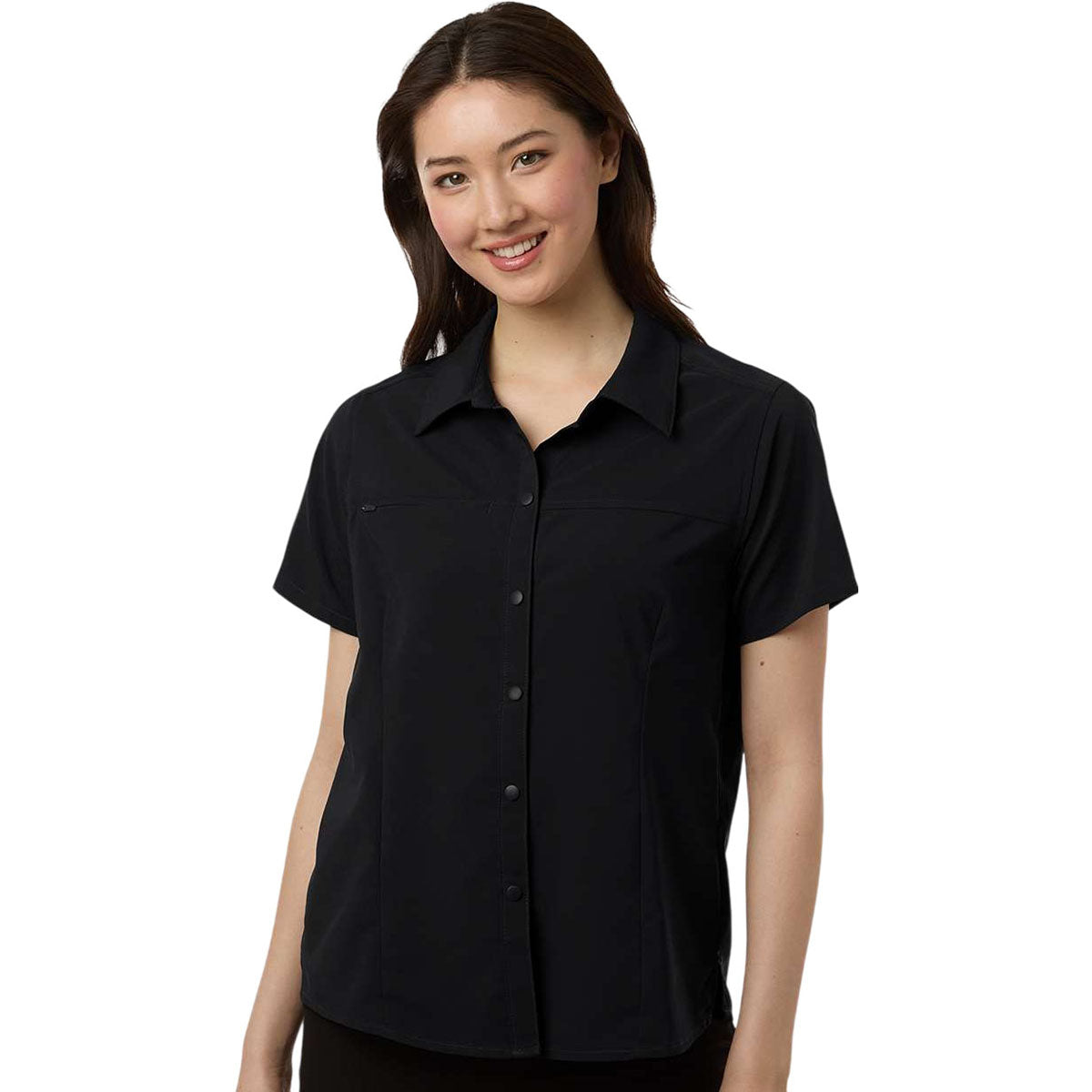 Core 365 Women's Black UltraUVP Shoreline Short Sleeve Staff Shirt