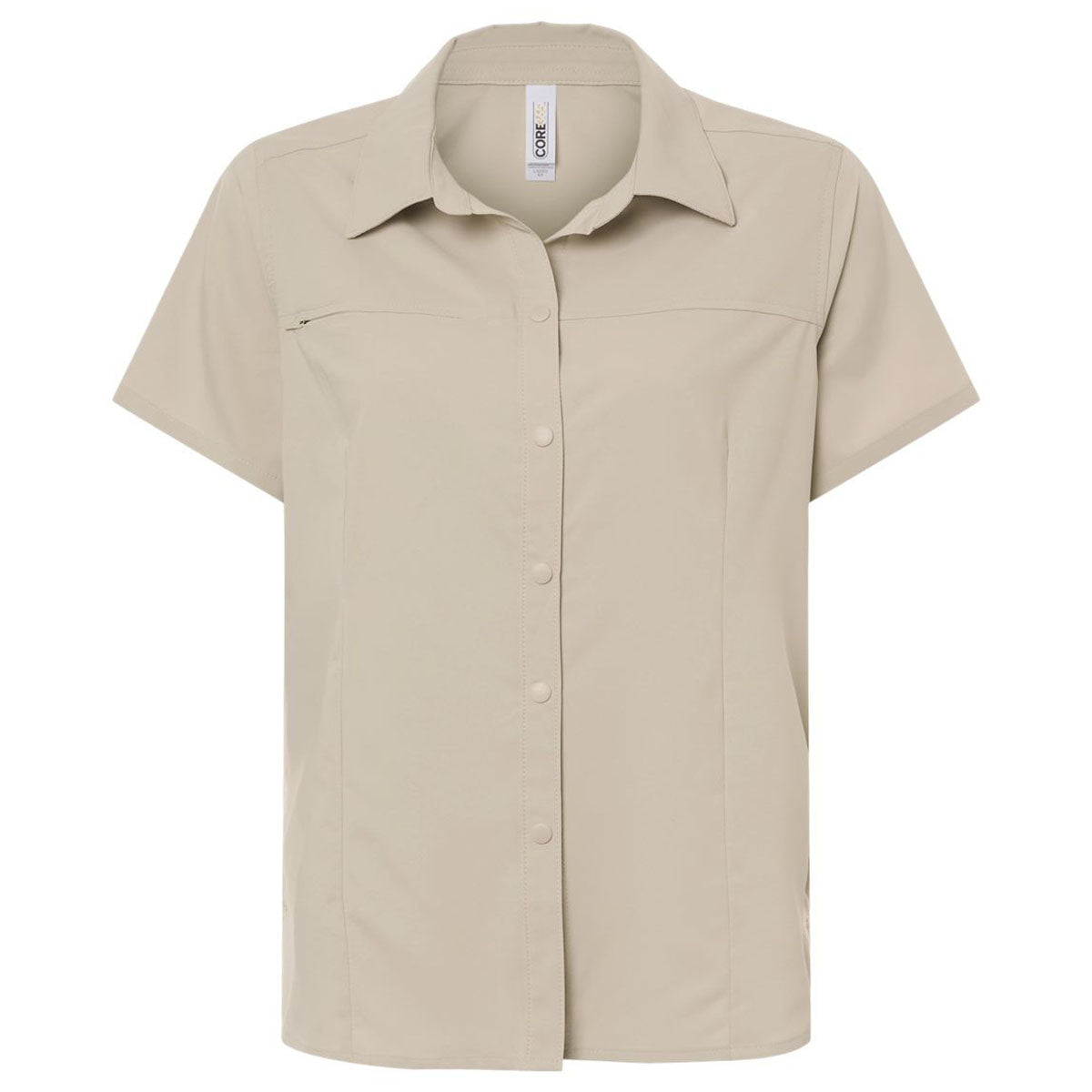 Core 365 Women's Stone UltraUVP Shoreline Short Sleeve Staff Shirt