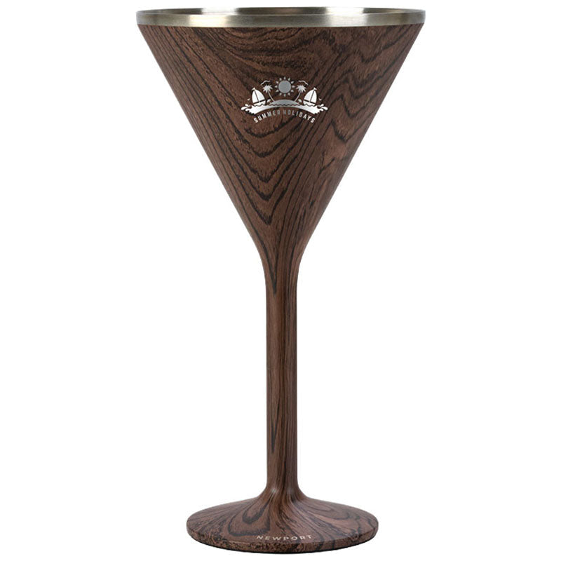 Snowfox Brown 8 oz. Double Wall Steel Stemmed Martini Glass