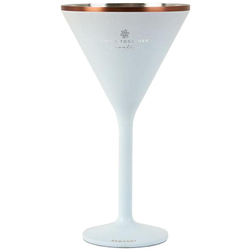 Snowfox White 8 oz. Double Wall Steel Stemmed Martini Glass