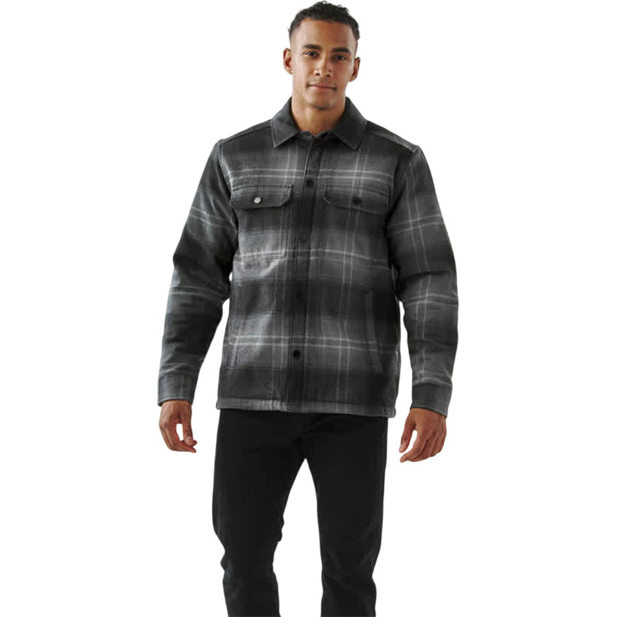Stormtech Men's Carbon/Black Plaid Highland Sherpa Lined Plaid Jacket