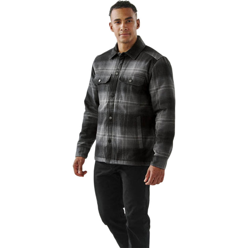 Stormtech Men's Carbon/Black Plaid Highland Sherpa Lined Plaid Jacket