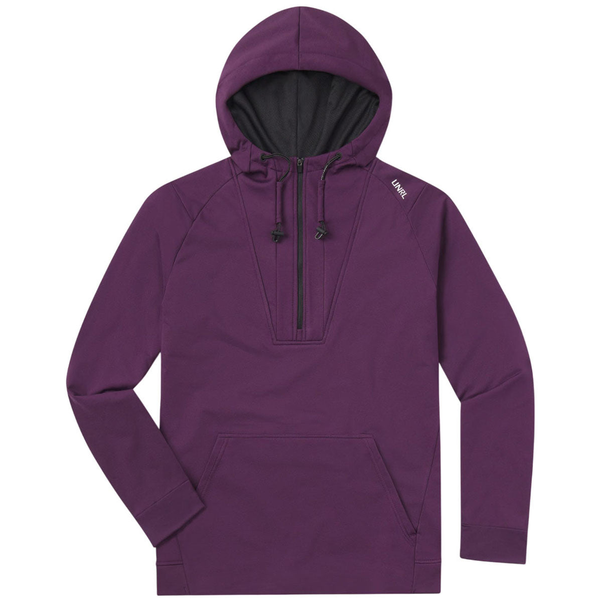 UNRL Men's Dark Plum Crossover Half-Zip Hoodie