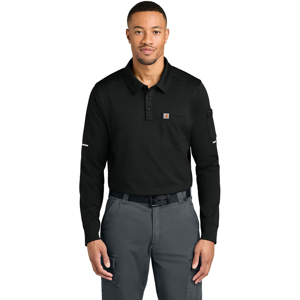 Carhartt Men's Black FLD & RSCU Long Sleeve Polo