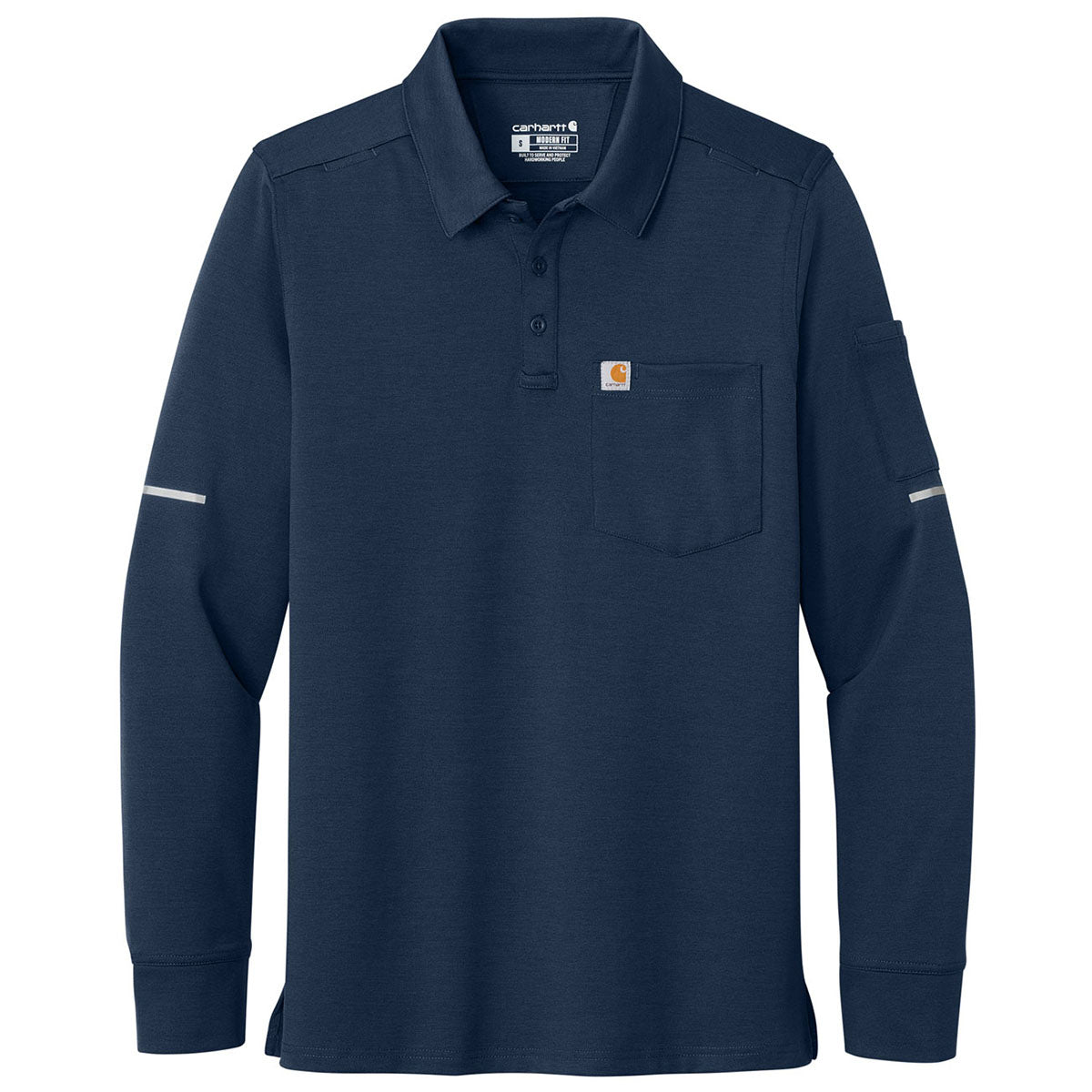 Carhartt Men's Dark Navy FLD & RSCU Long Sleeve Polo