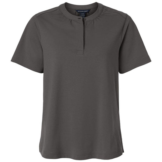 Devon & Jones Women's Graphite Seaton Pebble Textured Polo