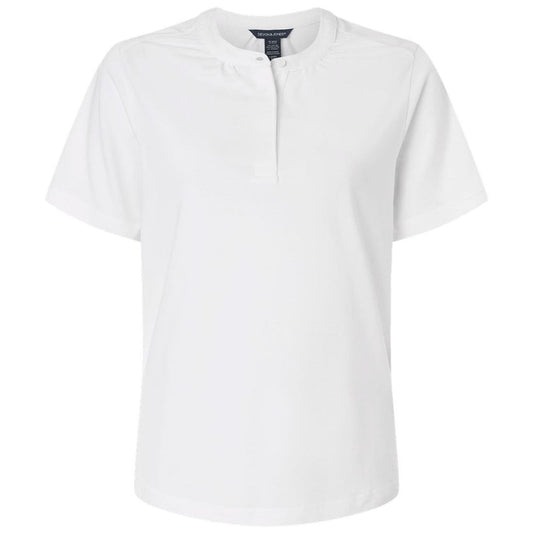 Devon & Jones Women's White Seaton Pebble Textured Polo