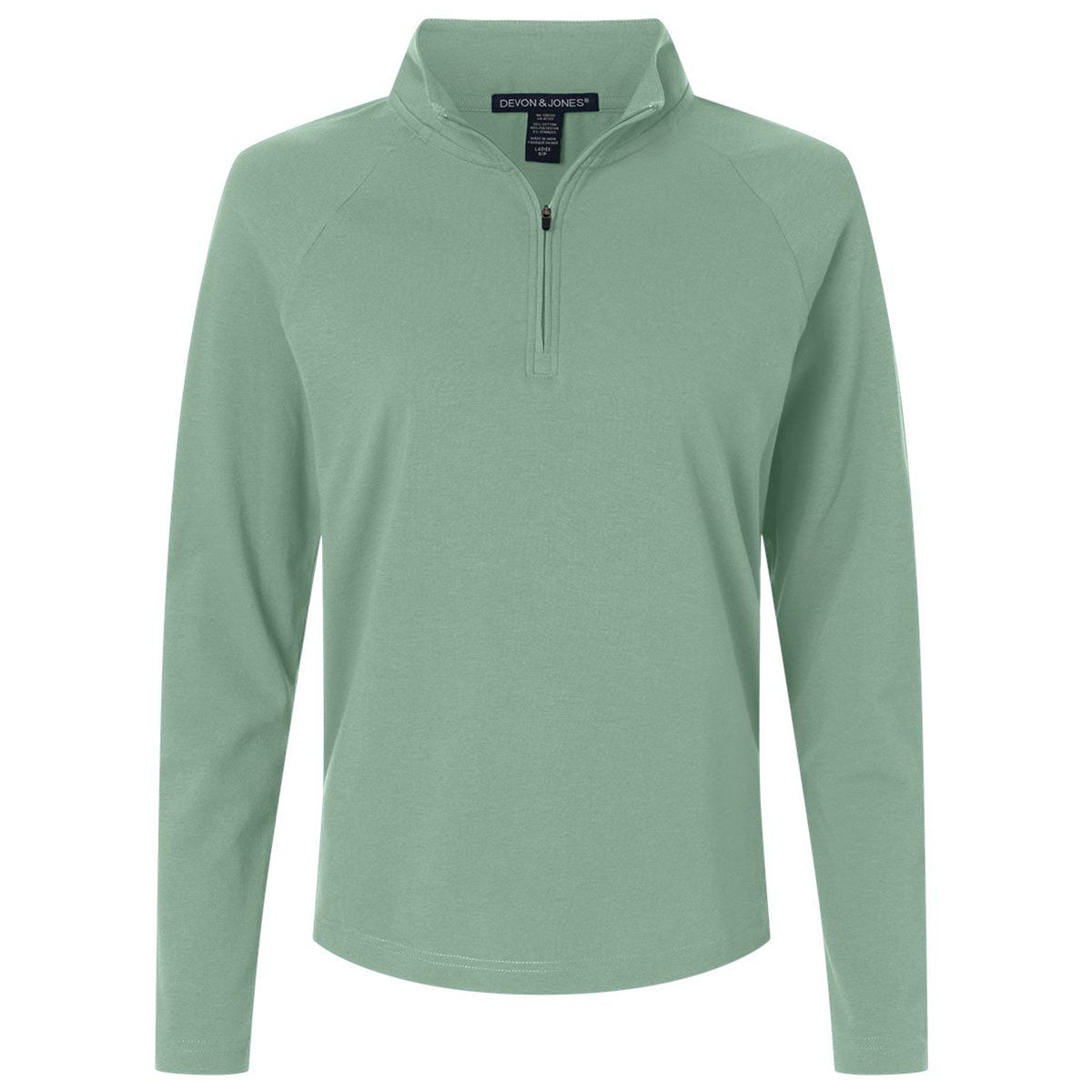 Devon & Jones Women's Balsam Green Seaton Pebble Textured Quarter-Zip Pullover