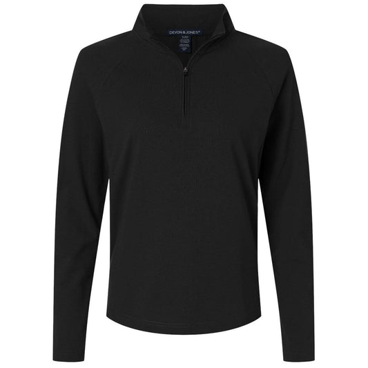 Devon & Jones Women's Black Seaton Pebble Textured Quarter-Zip Pullover